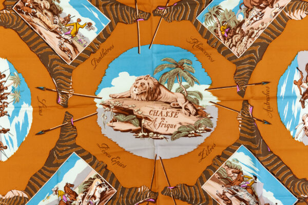 Hermes Silk Scarf Carre 90 "La Chasse en Afrique" Green Silk Scarf - Image 4
