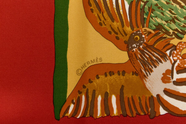 Hermes Silk Scarf Carre 90 "Nuba Mountain" Red Silk Scarf - Image 7