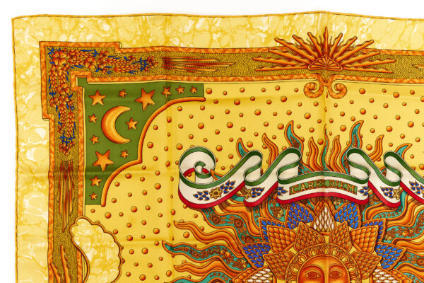 Hermes Silk Scarf Carre 90 "CARPE DIEM" Yellow Silk Scarf - Image 2