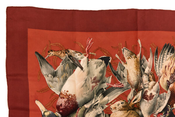 Hermes Silk Scarf Carre 90 "Gibiers" Red Silk Scarf - Image 2