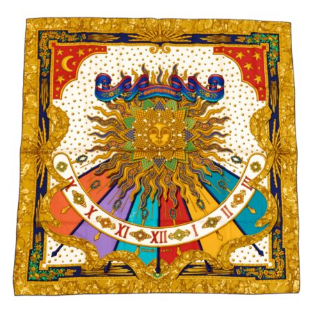 Hermes Silk Scarf Carre 90 "CARPE DIEM" Yellow Silk Scarf