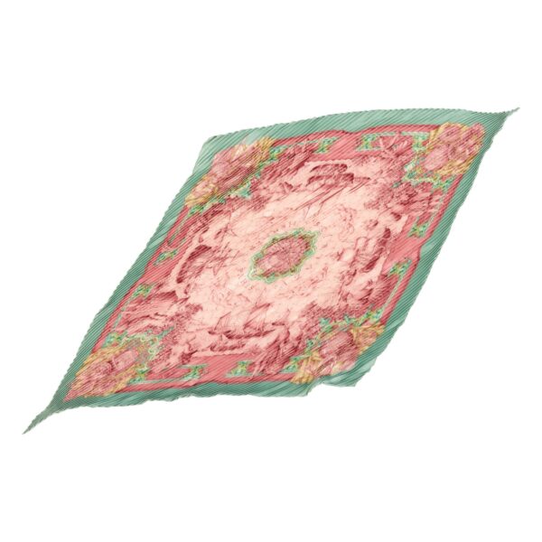 Hermes Silk Scarf Carre 90 "AZVLEJOS" Green Silk Pleats Scarf with Box