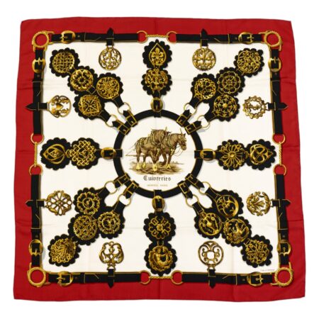 Hermes Silk Scarf Carre 90 "Cuivreries" Red Silk Scarf