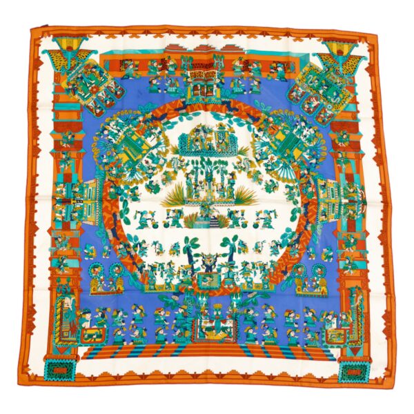 Hermes Silk Scarf Carre 90 "Astres et Soleils" Orange Silk Scarf