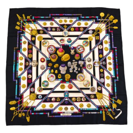 Hermes Silk Scarf Carre 90 "Petite Main" White Silk Scarf