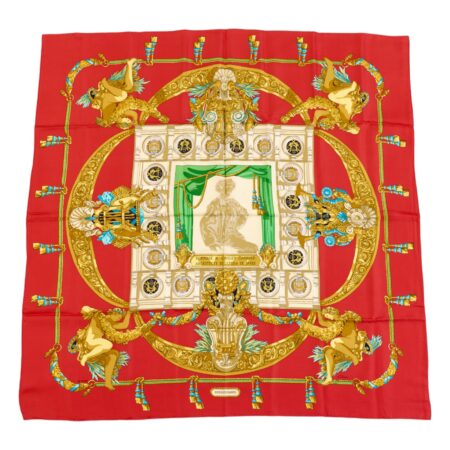 Hermes Silk Scarf Carre 90 "HOMMAGE A CHARLES GARNIER" Red Silk Scarf