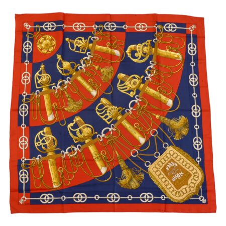 Hermes Silk Scarf Carre 90 "Cliquetis" Red Silk Pleats Scarf