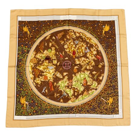 Hermes Silk Scarf Carre 90 "www.hermes.com" Yellow Silk Scarf