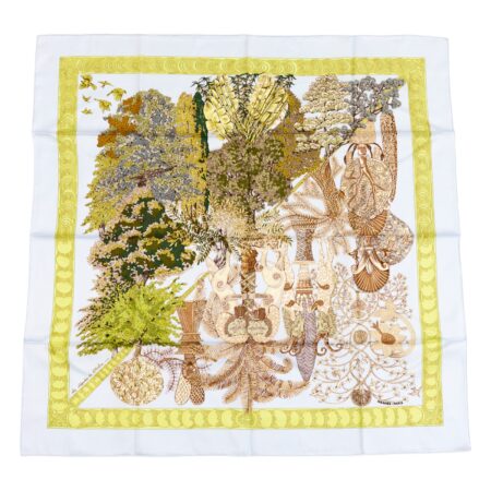 Hermes Silk Scarf Carre 90 "Les Legendes de L'arbre" Blue Silk Scarf