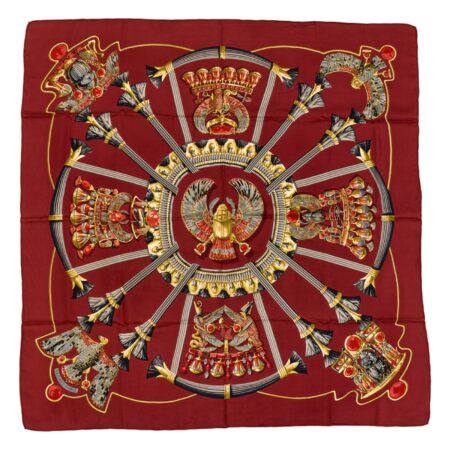 Hermes Silk Scarf Carre 90 "Scarab, Egypt," Red Silk Scarf