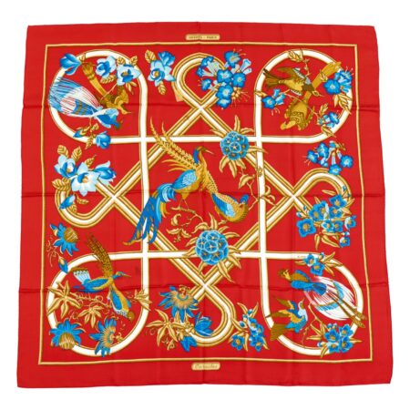 Hermes Silk Scarf Carre 90 "CARAIBES" Blue Silk Scarf