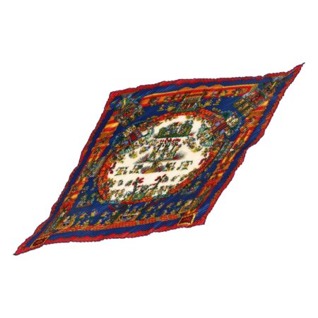 Hermes Silk Scarf Carre 90 "Astres et Soleils" Blue Silk Pleats Scarf with Box