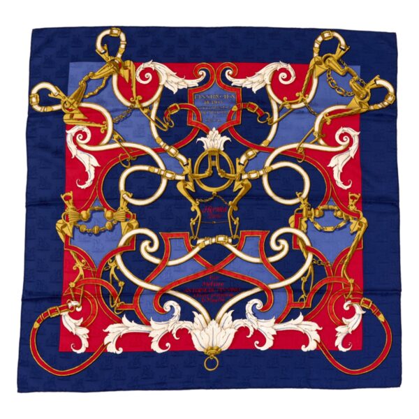 Hermes Silk Scarf Carre 90 "L'INSTRUCTION DU ROY" Blue Silk Scarf