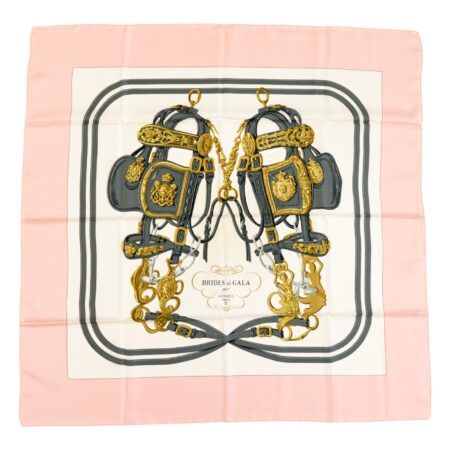 Hermes Silk Scarf Carre 90 "BRIDES de GALA" Pink Silk Scarf