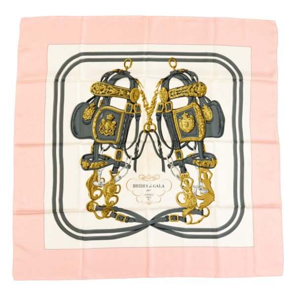 Hermes Silk Scarf Carre 90 "BRIDES de GALA" Pink Silk Scarf