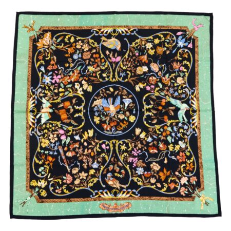 Hermes Silk Scarf Carre 90 "Pierres d'Orient et d'Occident" Green Silk Scarf
