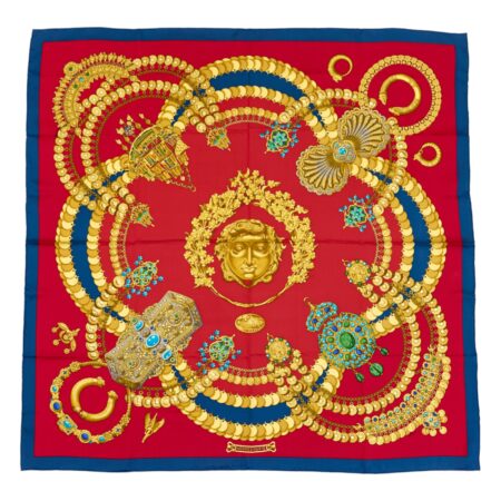 Hermes Silk Scarf Carre 90 "KOSMIMA" Blue Silk Scarf