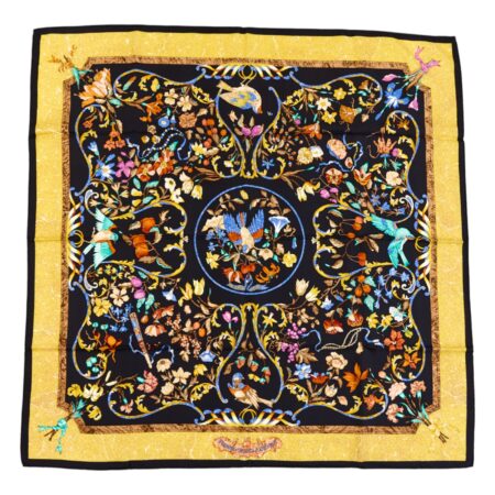 Hermes Silk Scarf Carre 90 "Pierres d'Orient et d'Occident" Yellow Silk Scarf