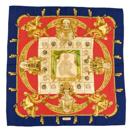 Hermes Silk Scarf Carre 90 "HOMMAGE A CHARLES GARNIER" Black Silk Scarf
