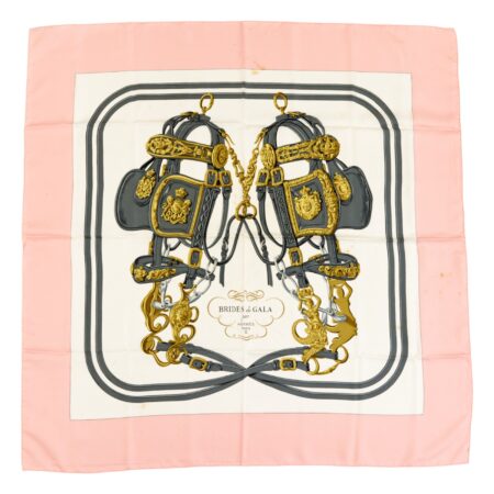 Hermes Silk Scarf Carre 90 "BRIDES de GALA" Pink Silk Scarf (B-C)