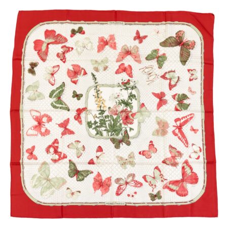 Hermes Silk Scarf Carre 90 "FARANDOLE" Red Silk Scarf