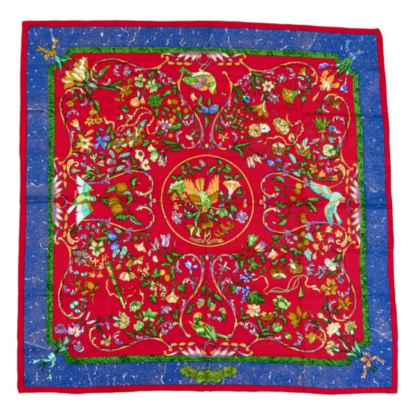 Hermes Silk Scarf Carre 90 "Pierres d'Orient et d'Occident" Blue Silk Scarf