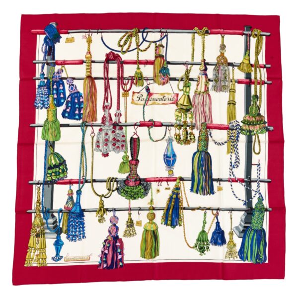 Hermes Silk Scarf Carre 90 "Pasementerie" Red,Pink Silk Scarf