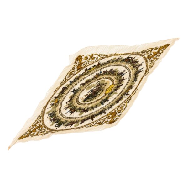 Hermes Silk Scarf Carre 90 "LA PROMENADE DE LONGCHAMPS" White Silk Pleats Scarf