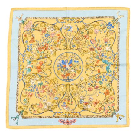 Hermes Silk Scarf Carre 45 "Pierres d'Orient et d'Occident" Yellow Silk Scarf