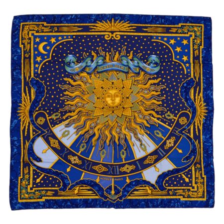 Hermes Silk Scarf Carre 90 "CARPE DIEM" Blue Silk Scarf