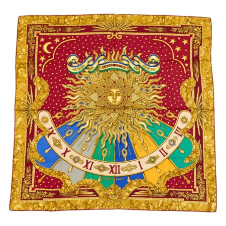 Hermes Silk Scarf Carre 90 "CARPE DIEM" Yellow Silk Scarf