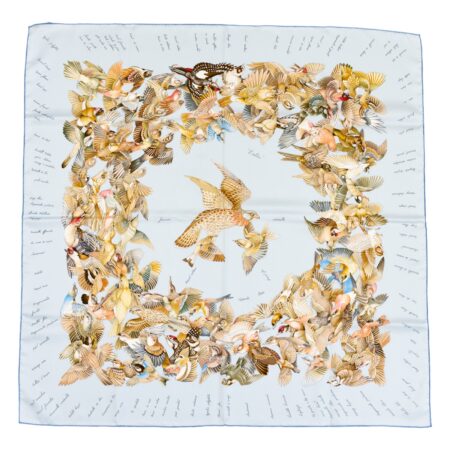 Hermes Silk Scarf Carre 90 "L'INTRUS" Blue Silk Scarf