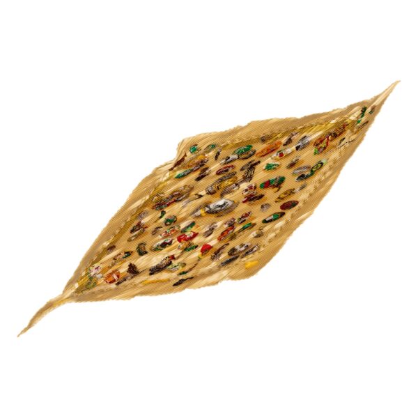 Hermes Silk Scarf Carre 90 "Couvee d`Hermes" Beige Silk Pleats Scarf