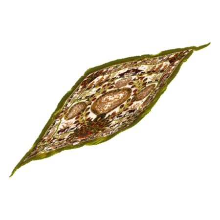 Hermes Silk Scarf Carre 90 "decoupages" Green Silk Pleats Scarf