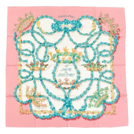 Hermes Silk Scarf Carre 90 "LE SACRE DU PRINTEMPS" Pink Silk Scarf