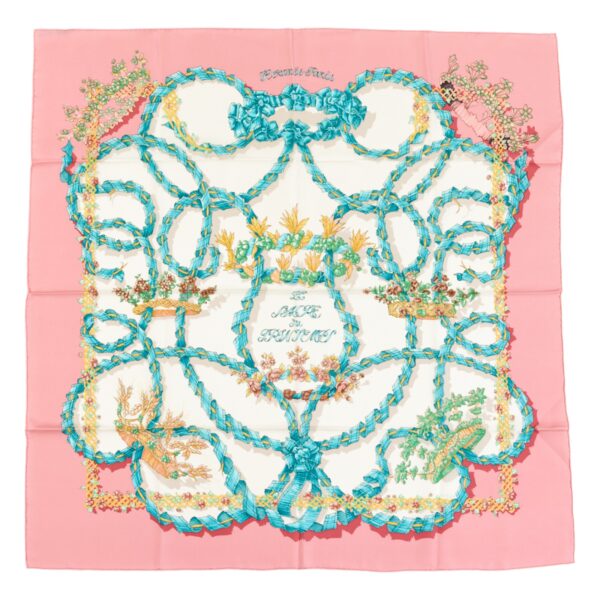 Hermes Silk Scarf Carre 90 "LE SACRE DU PRINTEMPS" Pink Silk Scarf