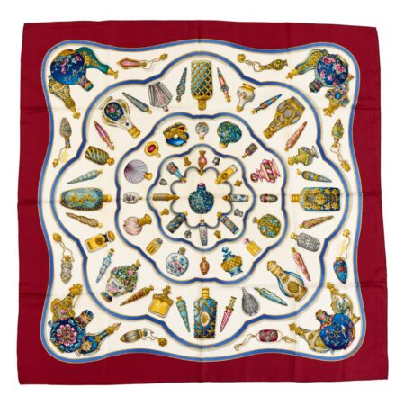 Hermes Silk Scarf Carre 90 "Qu'Importe Le Flacon" Red Silk Scarf
