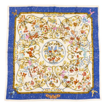 Hermes Silk Scarf Carre 90 "Pierres d'Orient et d'Occident" White Silk Scarf