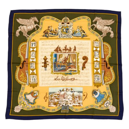 Hermes Silk Scarf Carre 90 "Salzburg" Green Silk Scarf