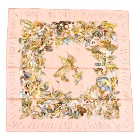 Hermes Silk Scarf Carre 90 "L'INTRUS" PInk Silk Scarf