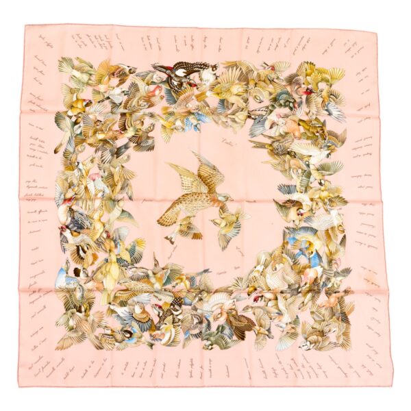 Hermes Silk Scarf Carre 90 "L'INTRUS" PInk Silk Scarf