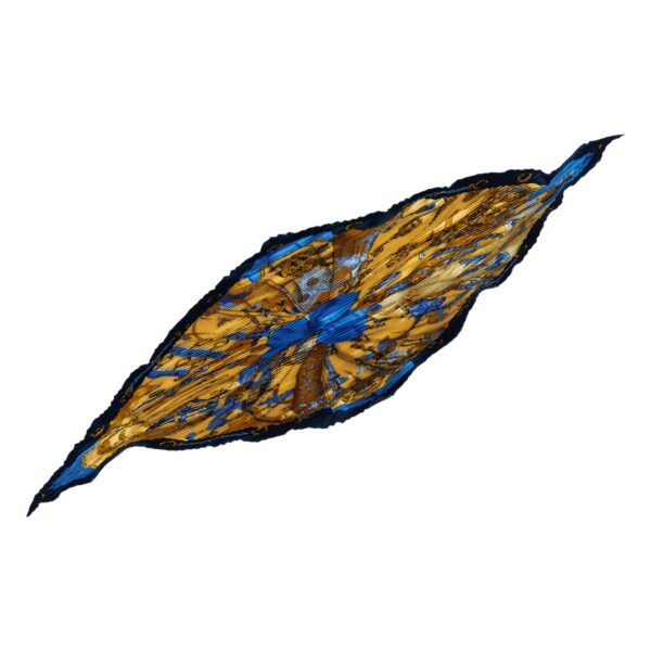 Hermes Silk Scarf Carre 90 "Soleil de Soie" Blue Silk Pleats Scarf