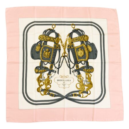 Hermes Silk Scarf Carre 90 "BRIDES de GALA" Pink Silk Scarf